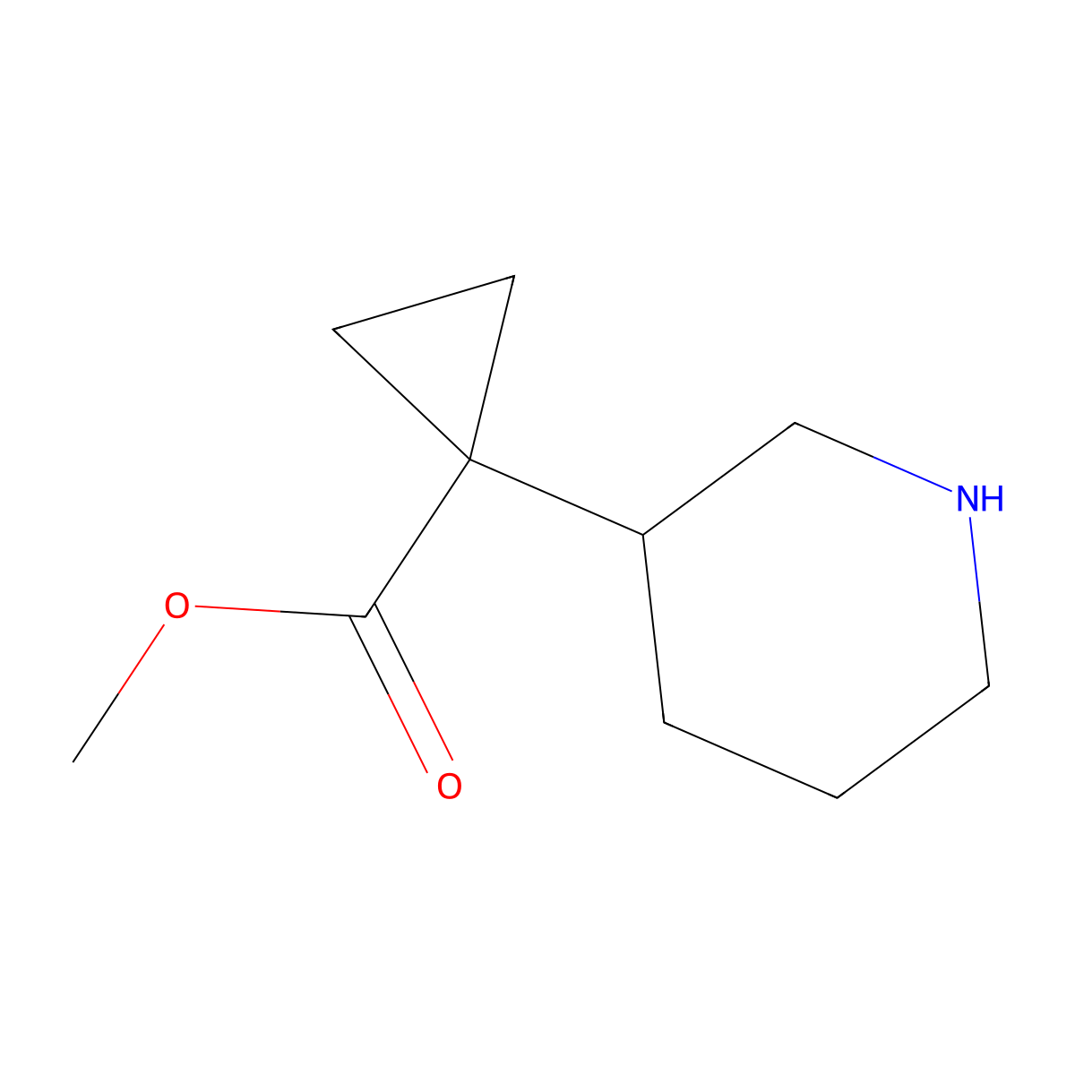 Methyl 1-(piperidin-3-yl)cyclopropane-1-carboxylate molecular structure, CAS 1554831-76-3