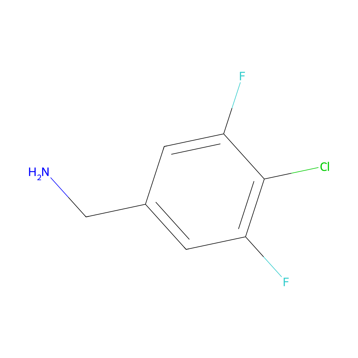 (4-Chloro-3,5-difluorophenyl)methanamine molecular structure, CAS 1554835-80-1