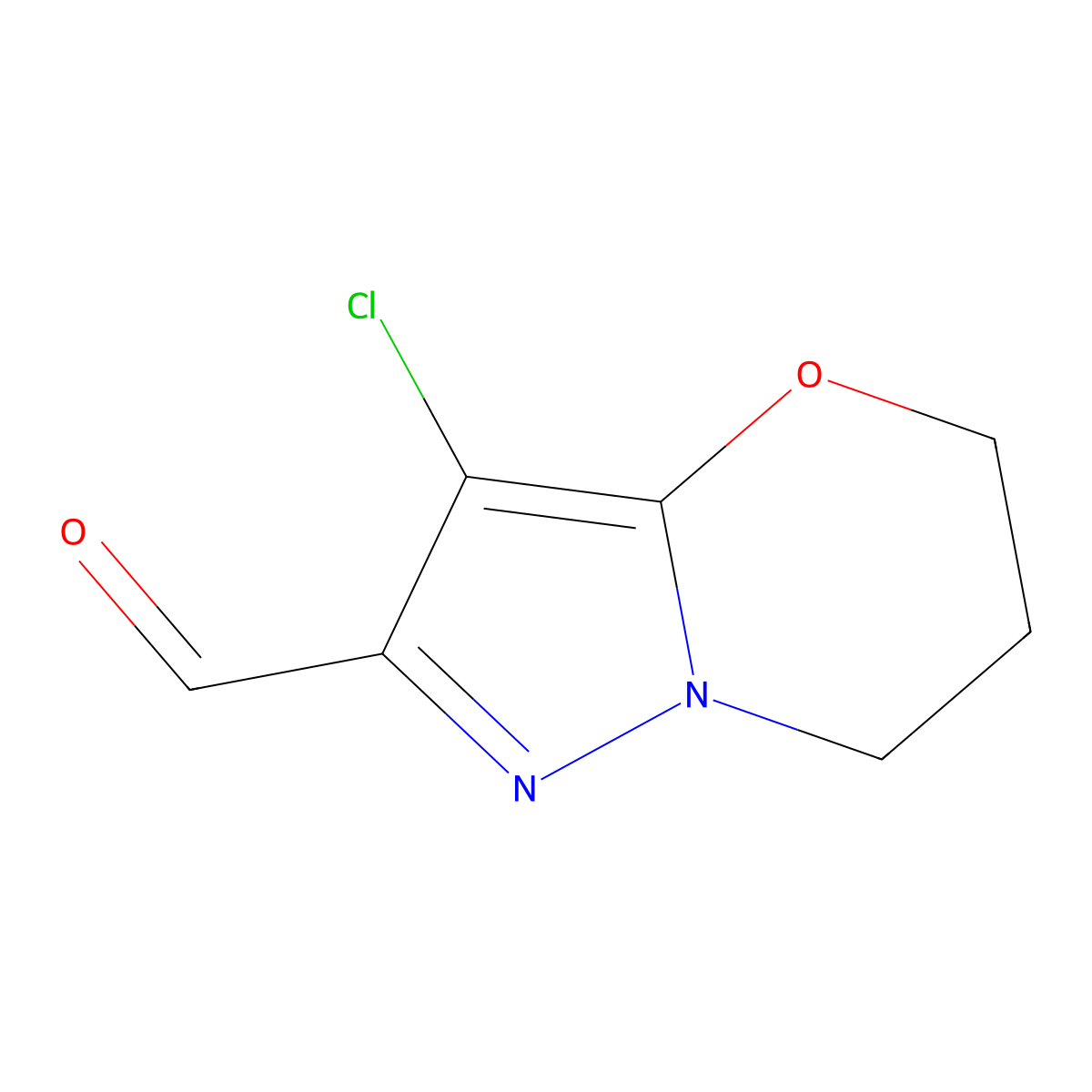 3-chloro-5H,6H,7H-pyrazolo[3,2-b][1,3]oxazine-2-carbaldehyde molecular structure, CAS 1554837-03-4