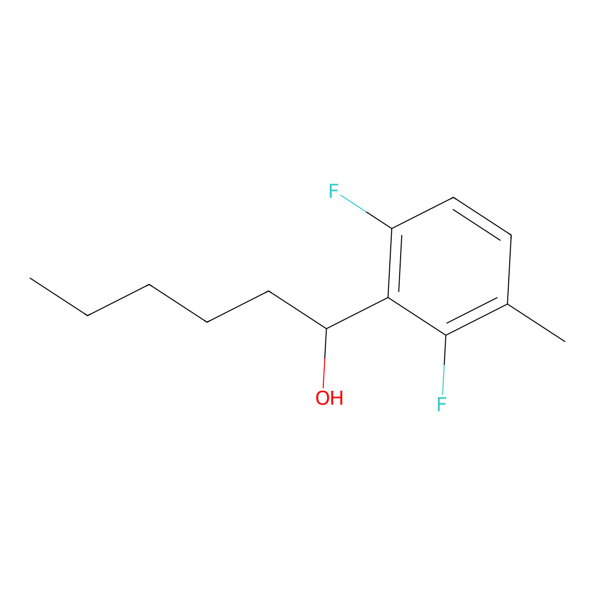 2,6-Difluoro-3-methyl-alpha-pentylbenZenemethanol molecular structure, CAS 1554846-47-7