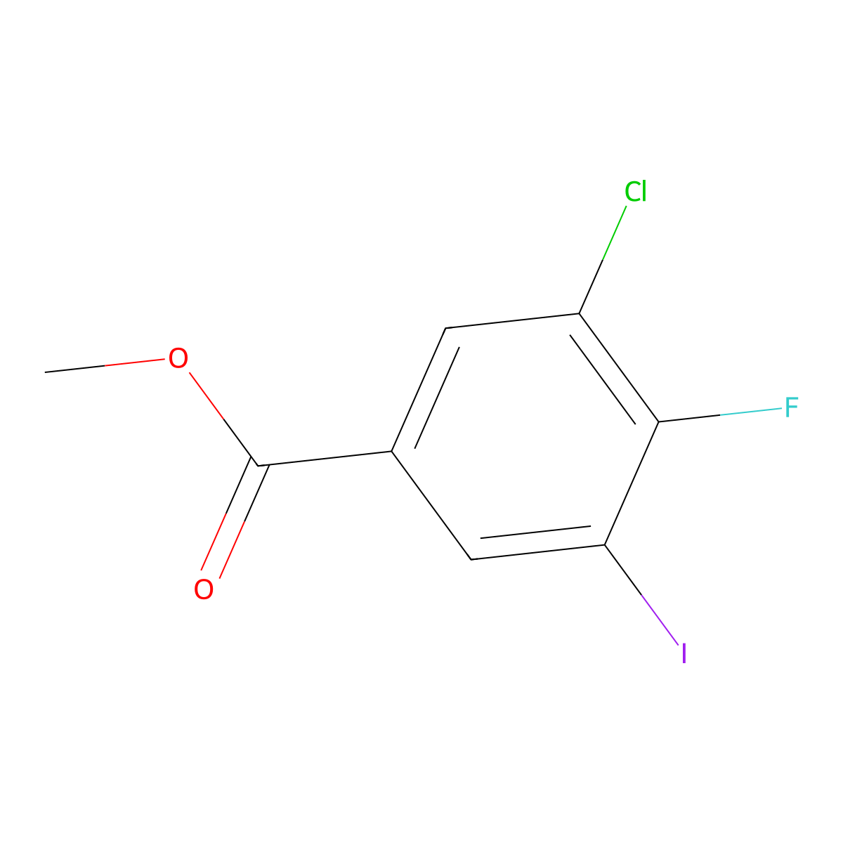 Methyl 3-chloro-4-fluoro-5-iodobenzoate molecular structure, CAS 1554848-99-5