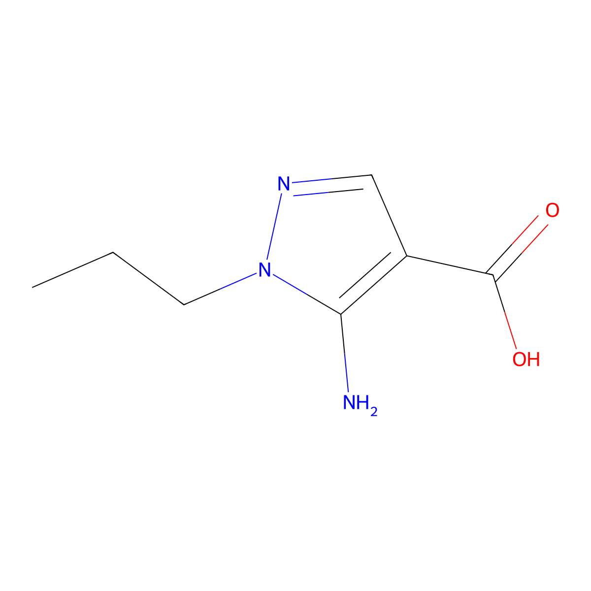 5-amino-1-propyl-1H-pyrazole-4-carboxylic acid molecular structure, CAS 1554878-52-2