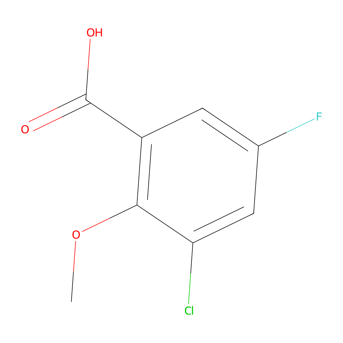 3-Chloro-5-fluoro-2-methoxybenzoic acid molecular structure, CAS 1554882-88-0