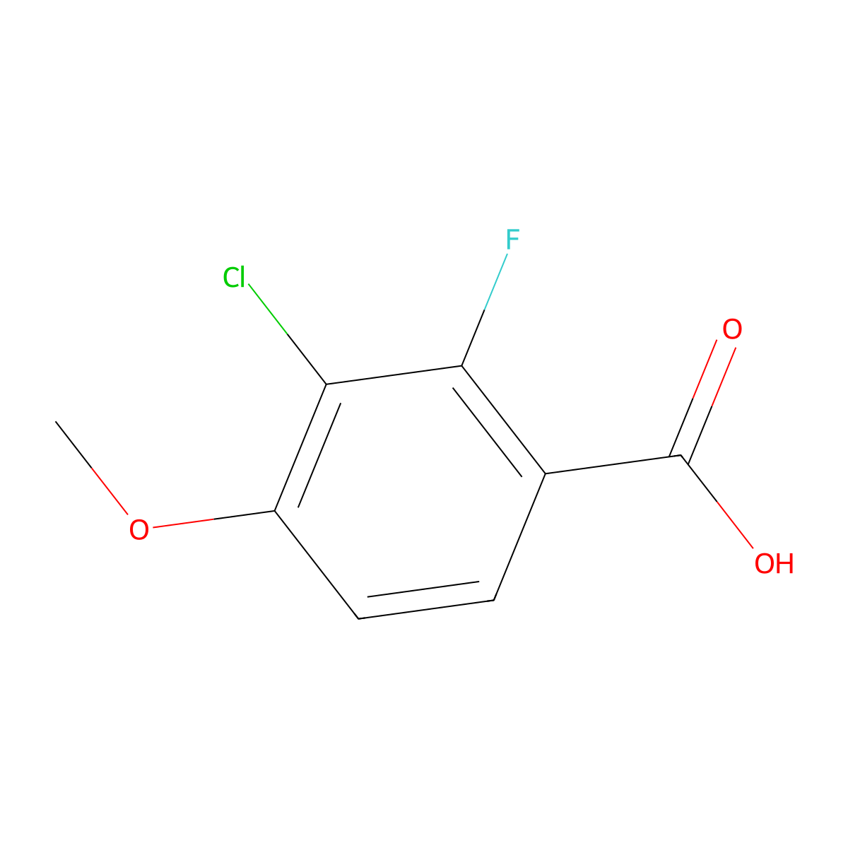 3-Chloro-2-fluoro-4-methoxybenzoic acid molecular structure, CAS 1554885-43-6