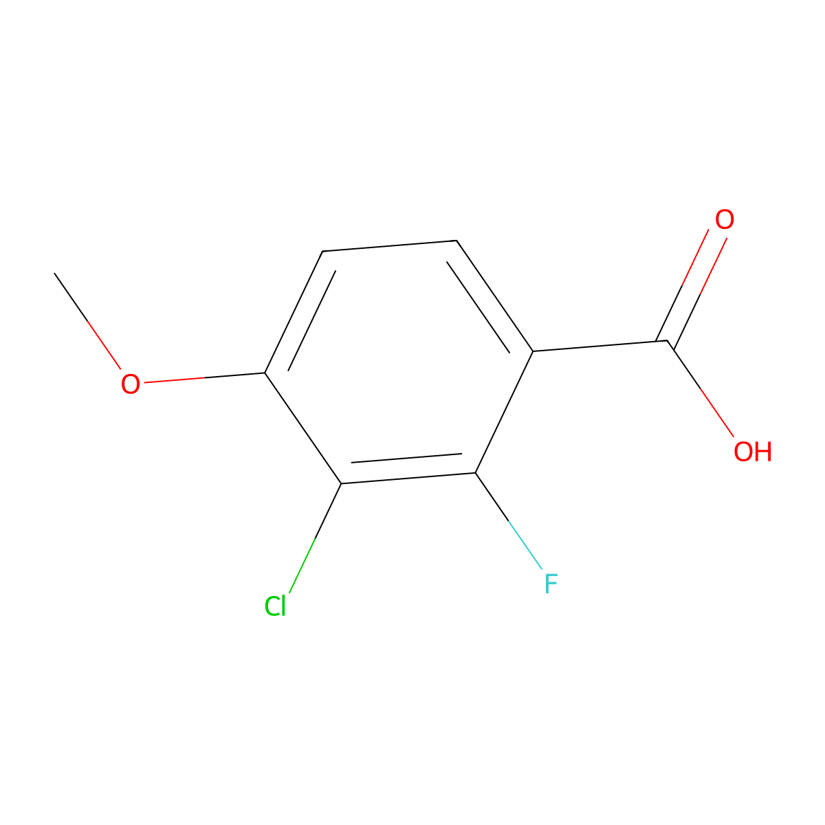 3-Chloro-2-fluoro-4-methoxybenzoic acid molecular structure, CAS 1554885-43-6