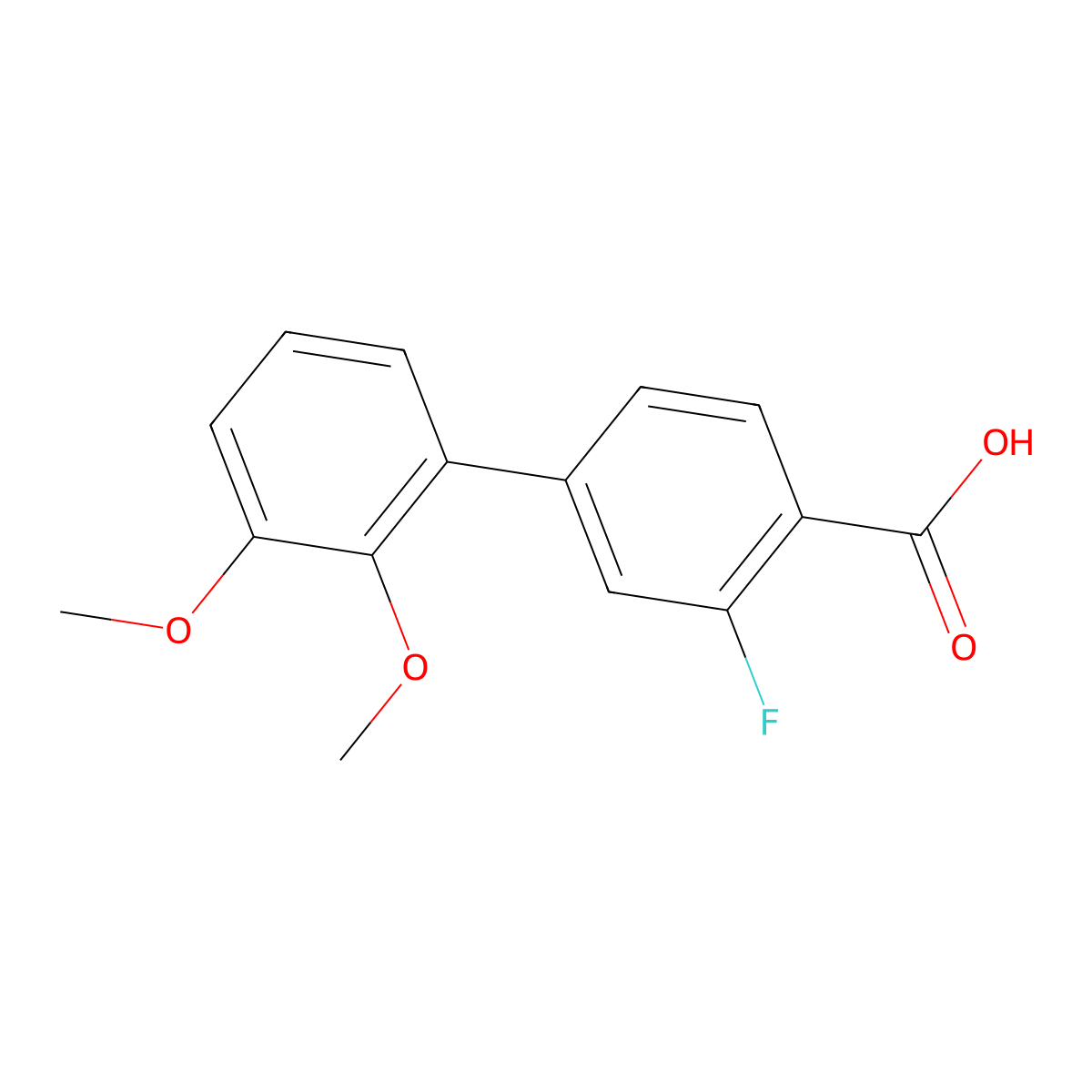 3-Fluoro-2',3'-dimethoxy[1,1'-biphenyl]-4-carboxylic acid molecular structure, CAS 1554892-31-7