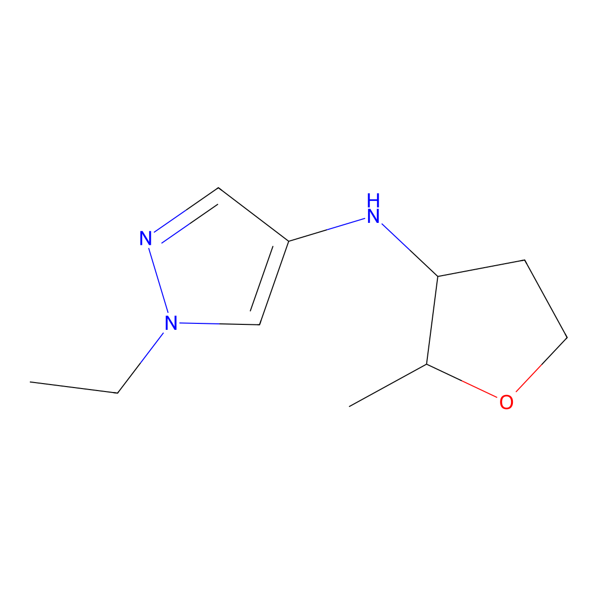 1-ethyl-N-(2-methyloxolan-3-yl)-1H-pyrazol-4-amine molecular structure, CAS 1554916-75-4