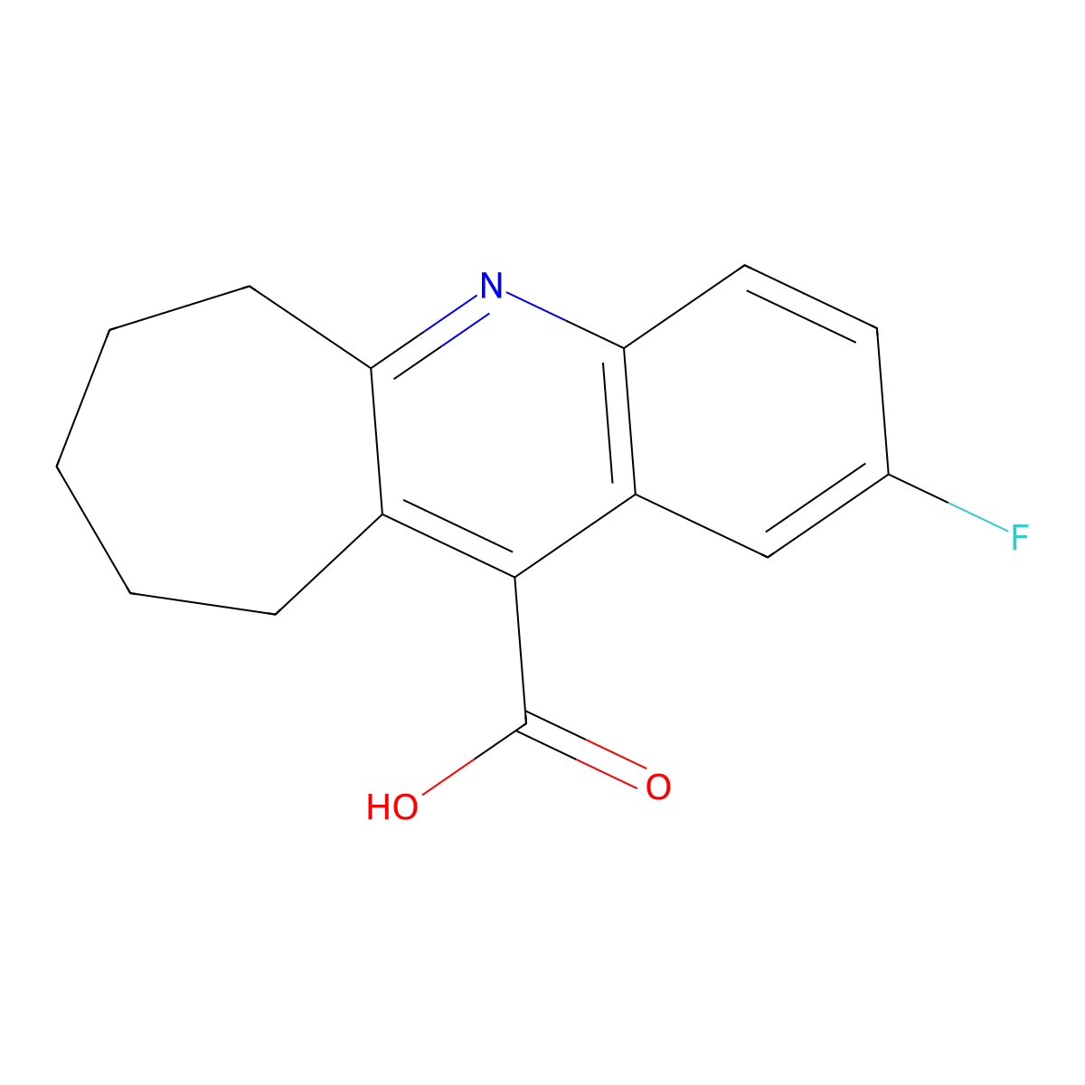2-Fluoro-7,8,9,10-tetrahydro-6h-cyclohepta[b]quinoline-11-carboxylic acid molecular structure, CAS 1555-11-9