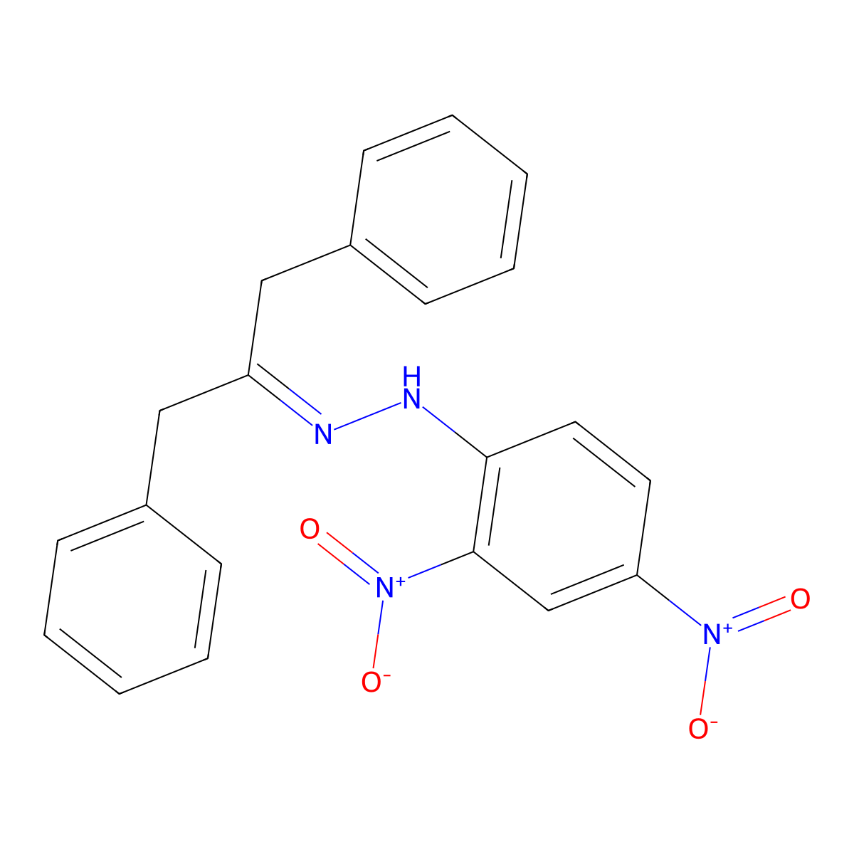 1-(2,4-Dinitrophenyl)-2-(1,3-diphenylpropan-2-ylidene)hydrazine molecular structure, CAS 1555-81-3