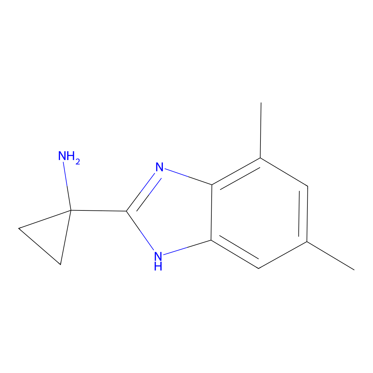 1-(4,6-dimethyl-1H-1,3-benzodiazol-2-yl)cyclopropan-1-amine molecular structure, CAS 1555055-82-7