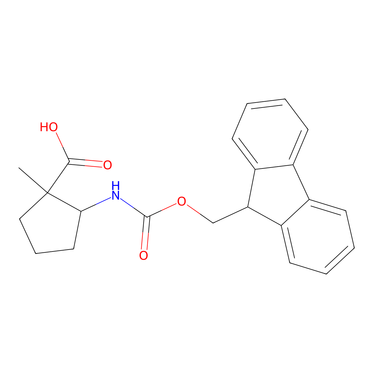 2-([(9H-Fluoren-9-ylmethoxy)carbonyl]amino)-1-methylcyclopentane-1-carbox+ molecular structure, CAS 1555093-85-0