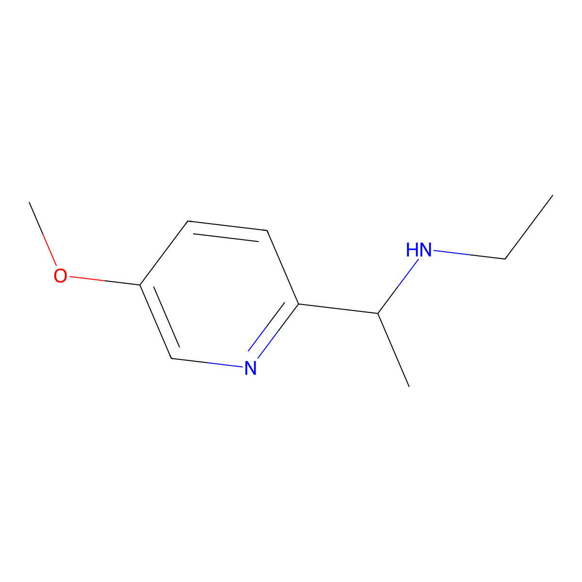 Ethyl[1-(5-methoxypyridin-2-yl)ethyl]amine molecular structure, CAS 1555114-47-0