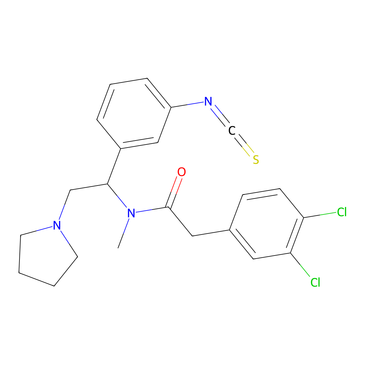 2-(3,4-Dichlorophenyl)-N-methyl-N-(1-(3-isothiocyanatophenyl)-2-(1-pyrrolidinyl)ethyl)acetamide molecular structure, CAS 155512-49-5