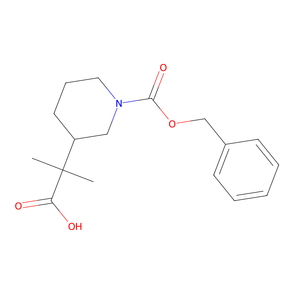 2-{1-[(Benzyloxy)carbonyl]piperidin-3-yl}-2-methylpropanoic acid molecular structure, CAS 1555131-10-6