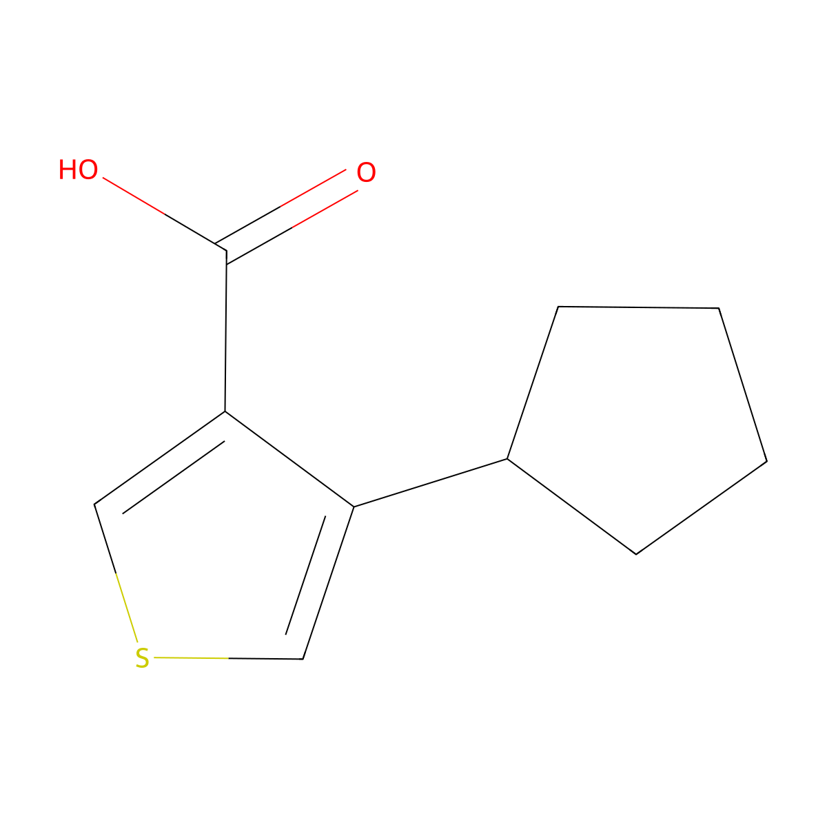 4-Cyclopentylthiophene-3-carboxylic acid molecular structure, CAS 1555132-87-0