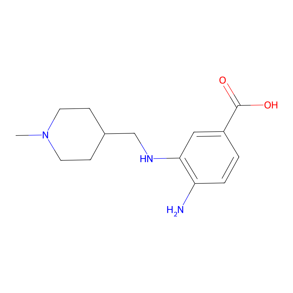 4-Amino-3-[[(1-methyl-4-piperidinyl)methyl]amino]benzoic acid molecular structure, CAS 1555135-35-7