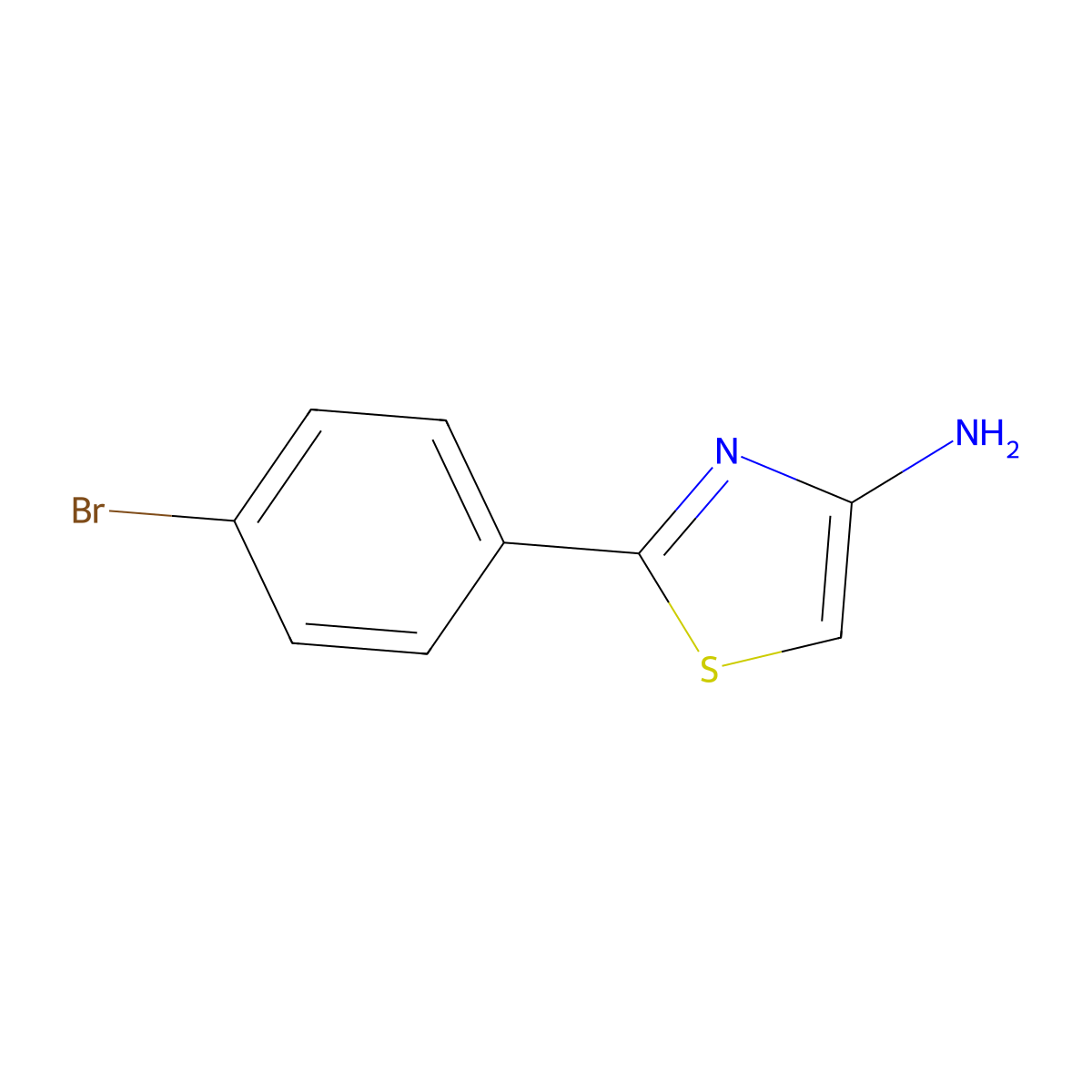 2-(4-Bromophenyl)-1,3-thiazol-4-amine molecular structure, CAS 1555162-42-9