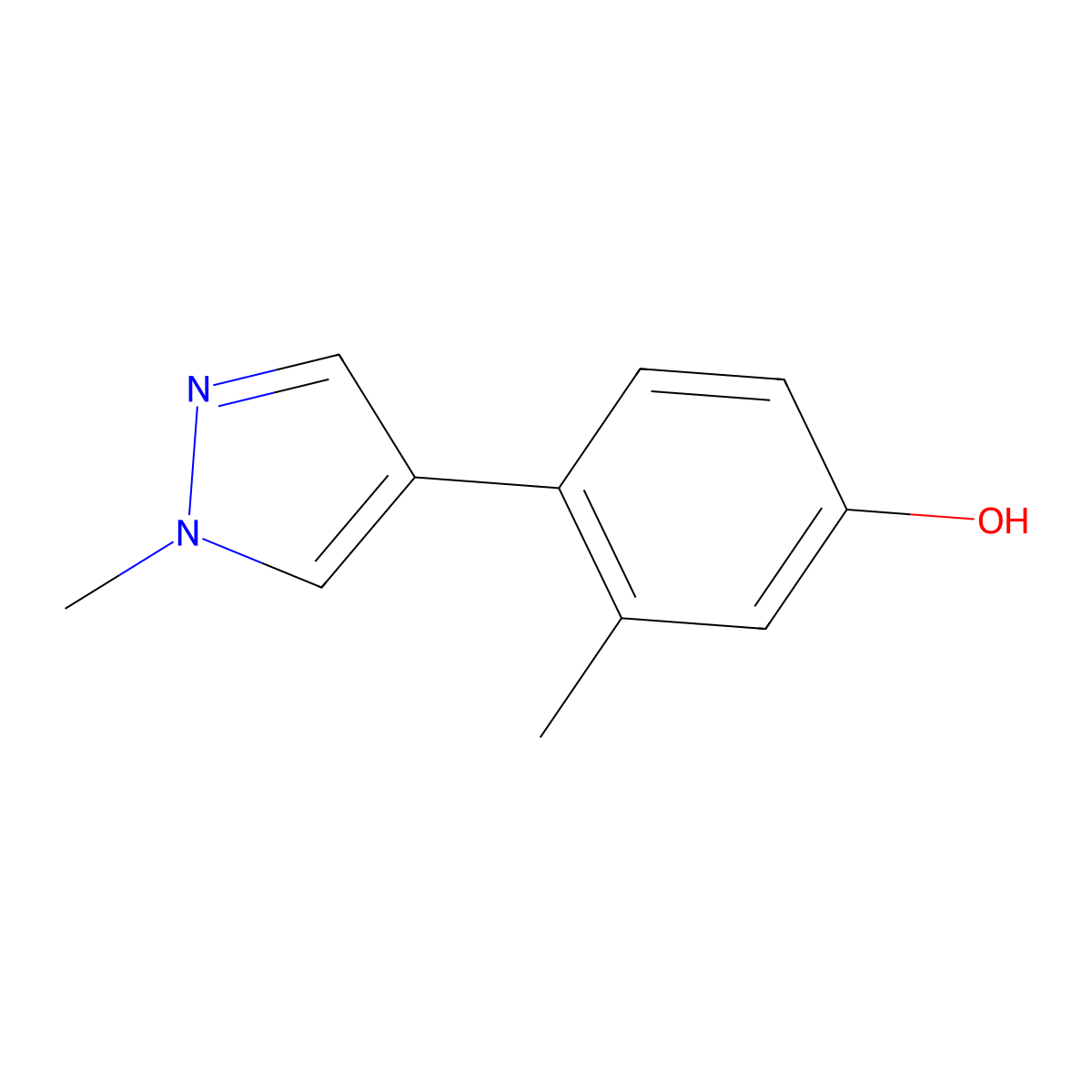 3-Methyl-4-(1-methyl-1H-pyrazol-4-yl)phenol molecular structure, CAS 1555167-24-2