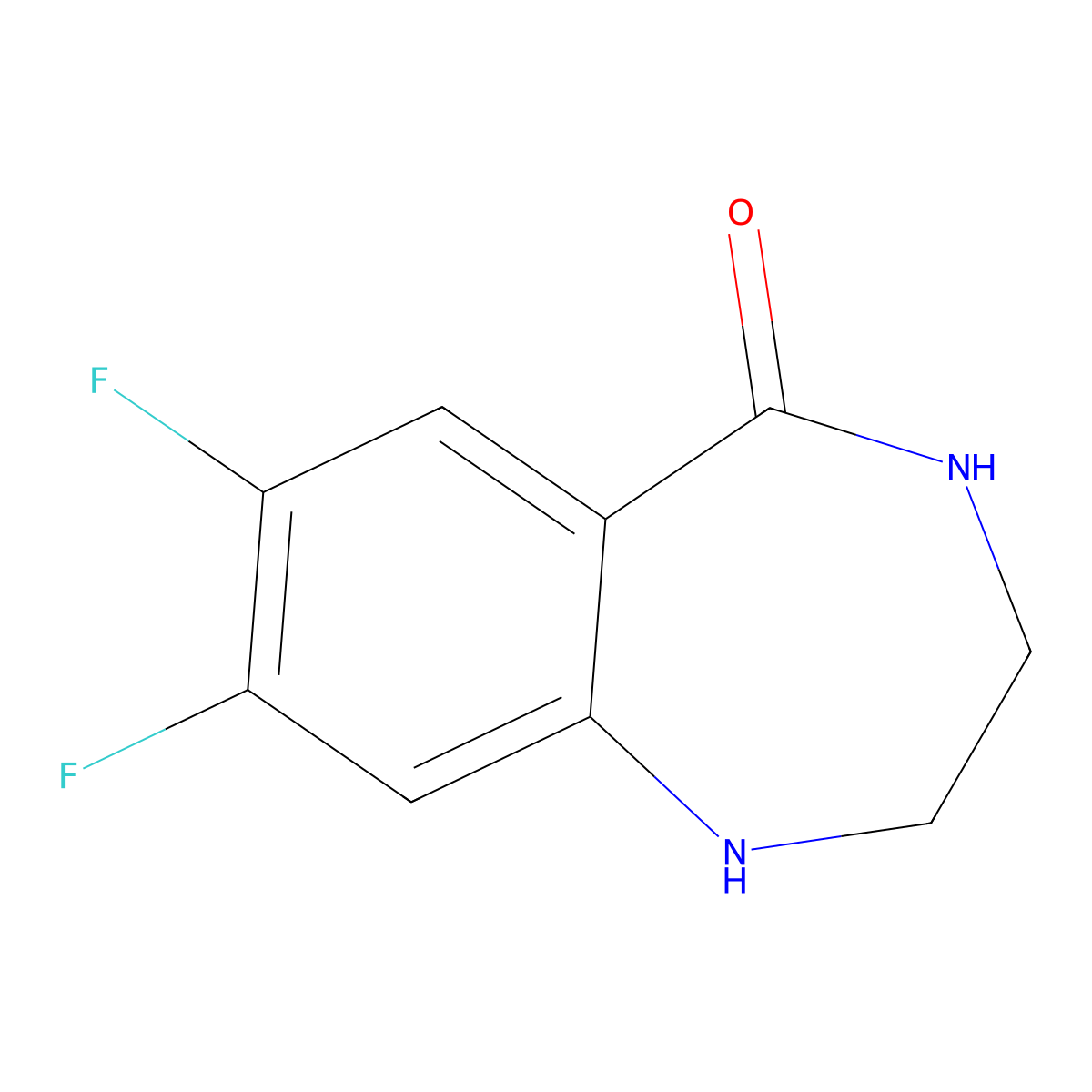 7,8-difluoro-2,3,4,5-tetrahydro-1H-1,4-benzodiazepin-5-one molecular structure, CAS 1555176-20-9