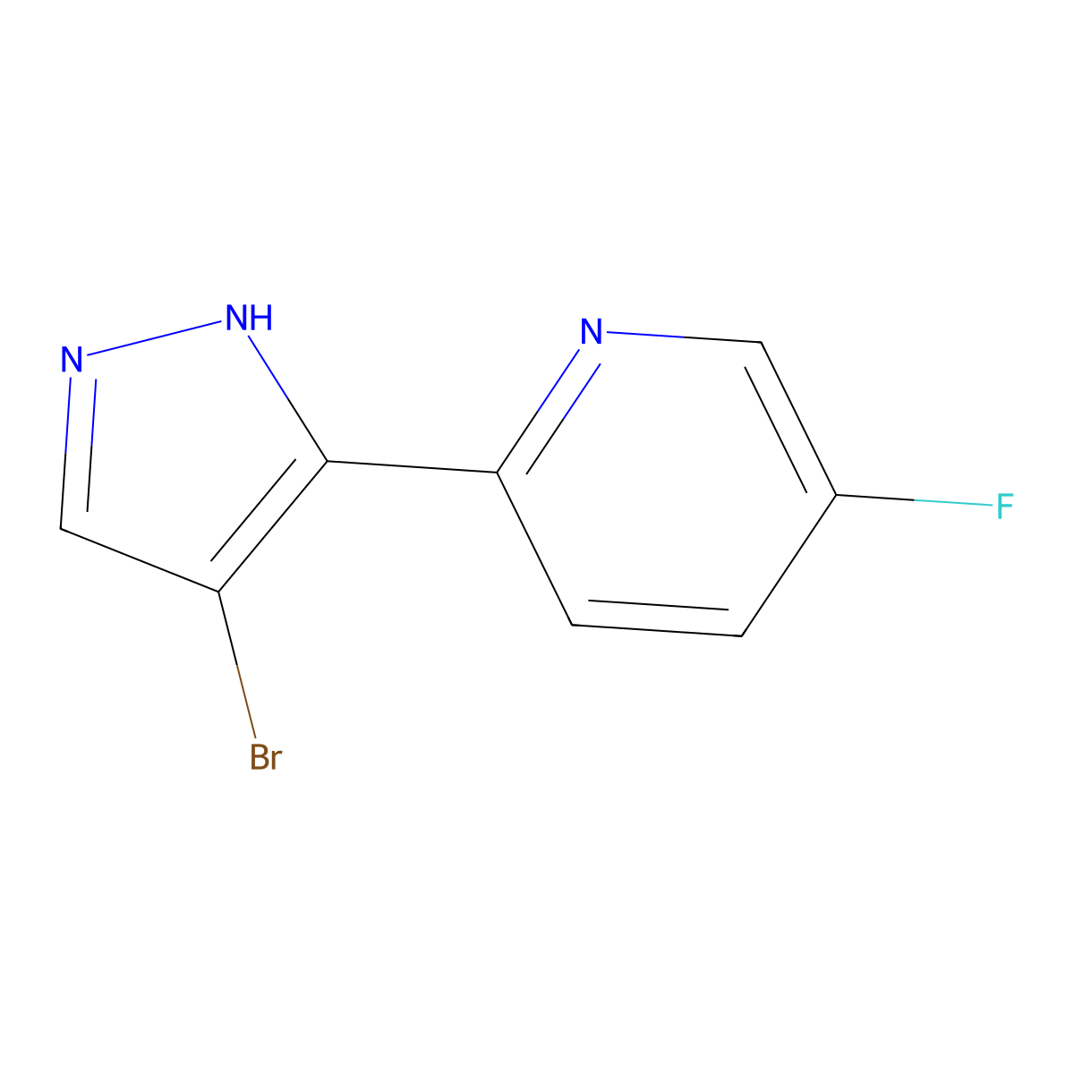 2-(4-bromo-1H-pyrazol-3-yl)-5-fluoropyridine molecular structure, CAS 1555213-83-6