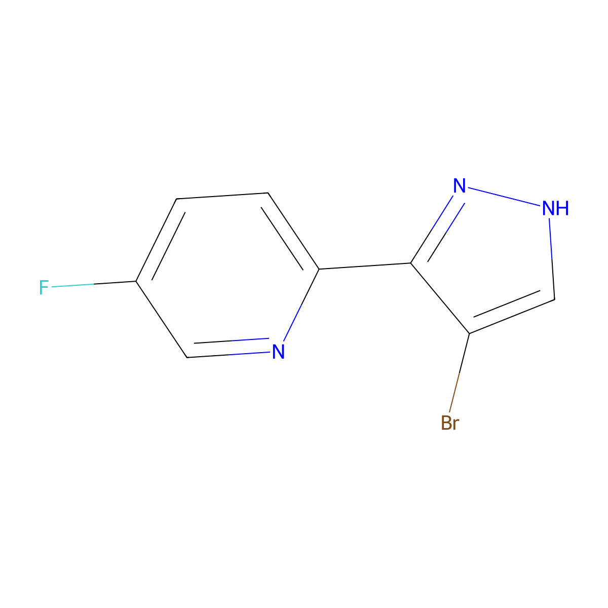 2-(4-bromo-1H-pyrazol-3-yl)-5-fluoropyridine molecular structure, CAS 1555213-83-6
