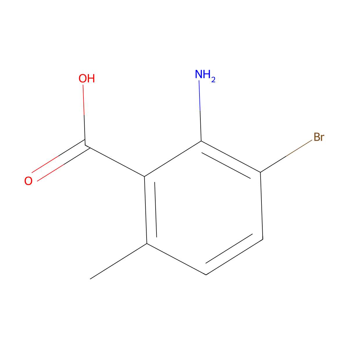 2-Amino-3-bromo-6-methylbenzoic acid molecular structure, CAS 1555265-22-9
