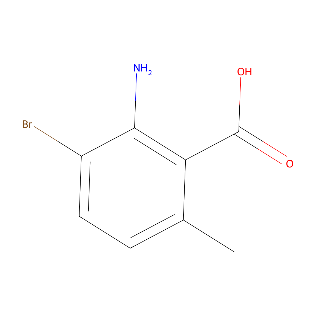 2-Amino-3-bromo-6-methylbenzoic acid molecular structure, CAS 1555265-22-9