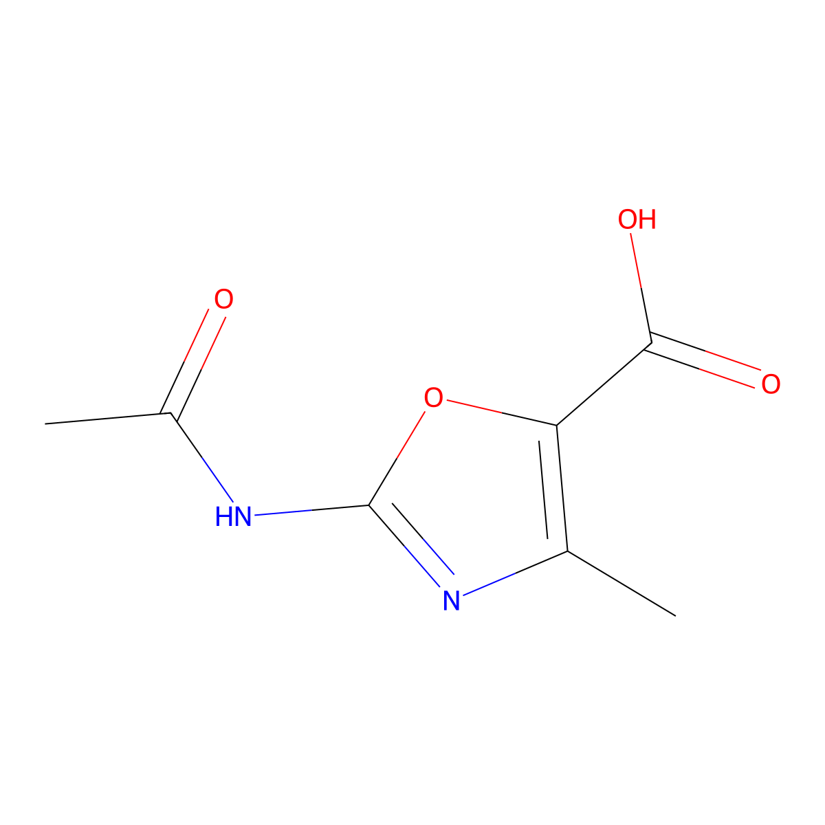 2-Acetamido-4-methyl-1,3-oxazole-5-carboxylic acid molecular structure, CAS 1555286-43-5