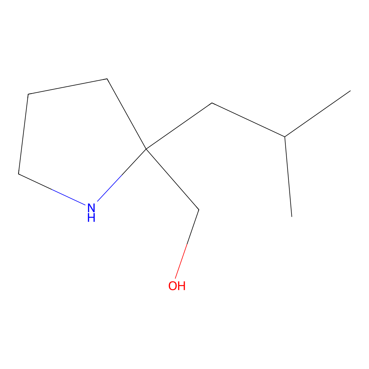 [2-(2-Methylpropyl)pyrrolidin-2-yl]methanol molecular structure, CAS 1555312-36-1