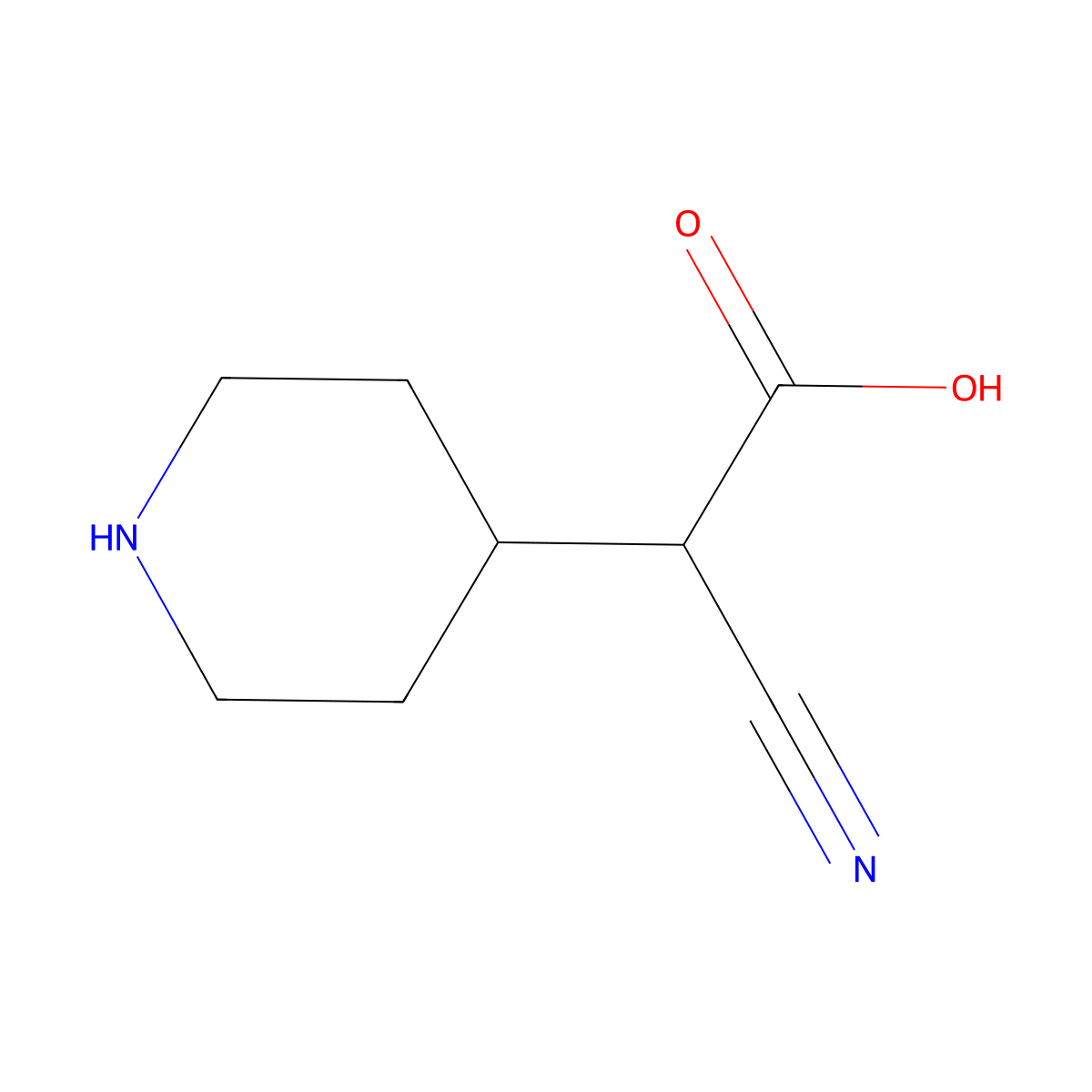 2-Cyano-2-(piperidin-4-yl)acetic acid molecular structure, CAS 1555329-86-6