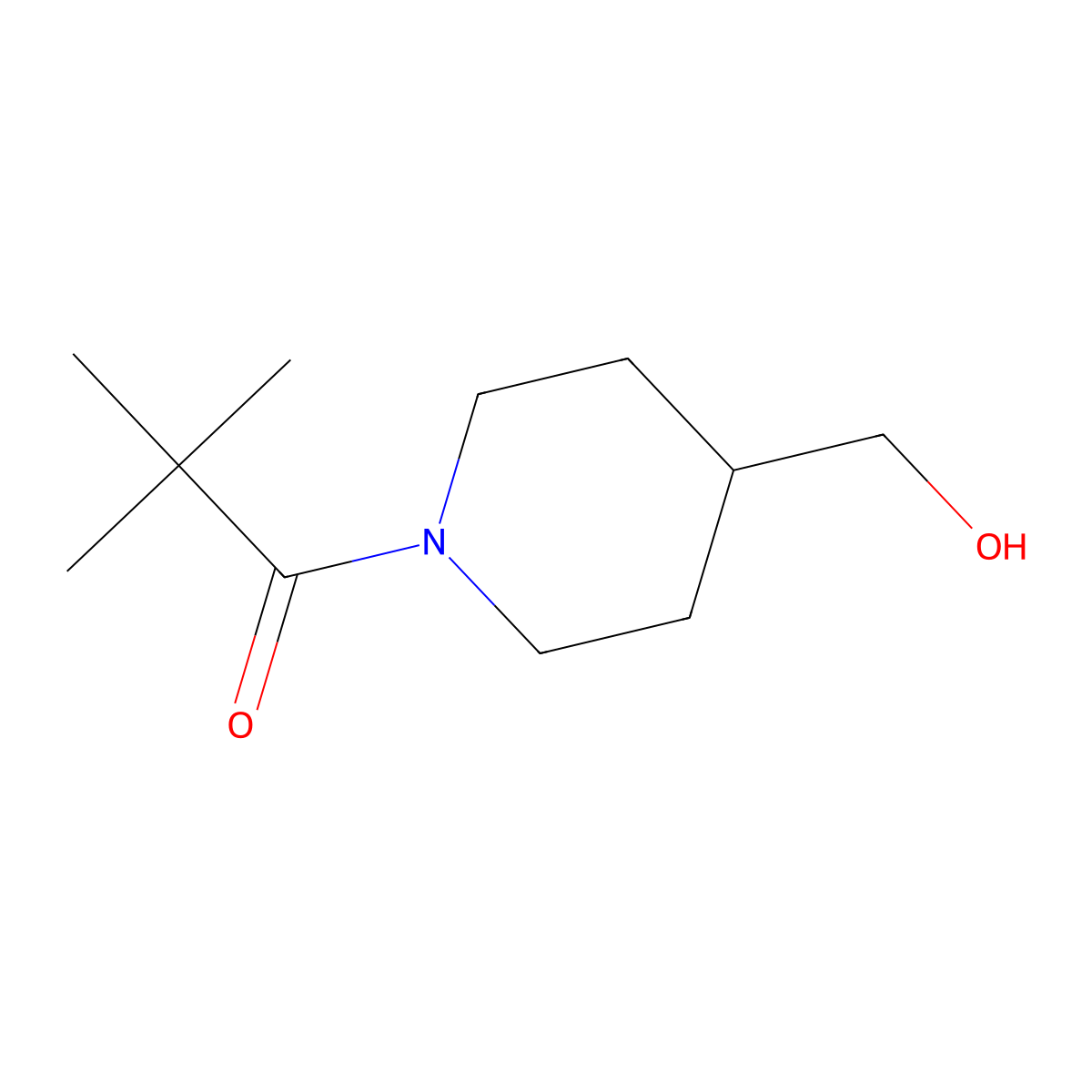 1-[4-(Hydroxymethyl)piperidin-1-yl]-2,2-dimethylpropan-1-one molecular structure, CAS 155535-54-9
