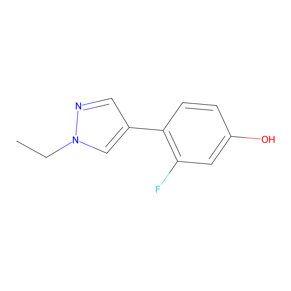 4-(1-Ethyl-1H-pyrazol-4-yl)-3-fluorophenol molecular structure, CAS 1555361-17-5