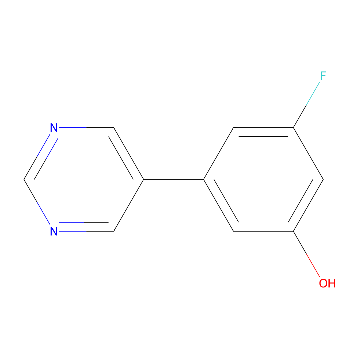3-Fluoro-5-(pyrimidin-5-yl)phenol molecular structure, CAS 1555361-48-2