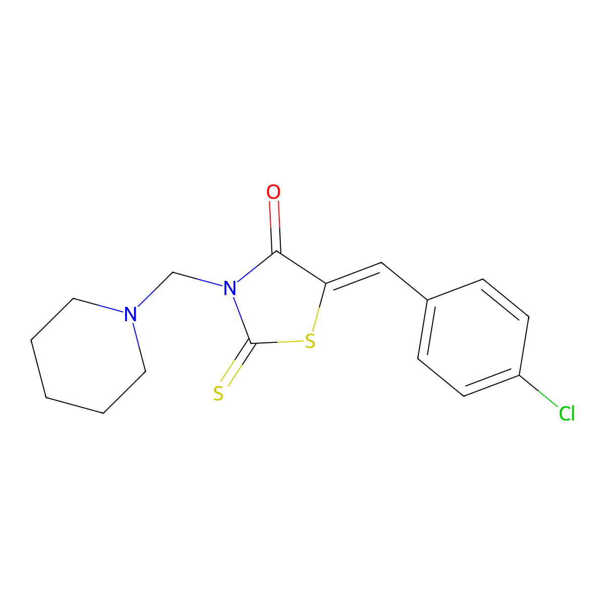 5-[(4-Chlorophenyl)methylidene]-3-(piperidin-1-ylmethyl)-2-sulfanylidene-1,3-thiazolidin-4-one molecular structure, CAS 155538-69-5