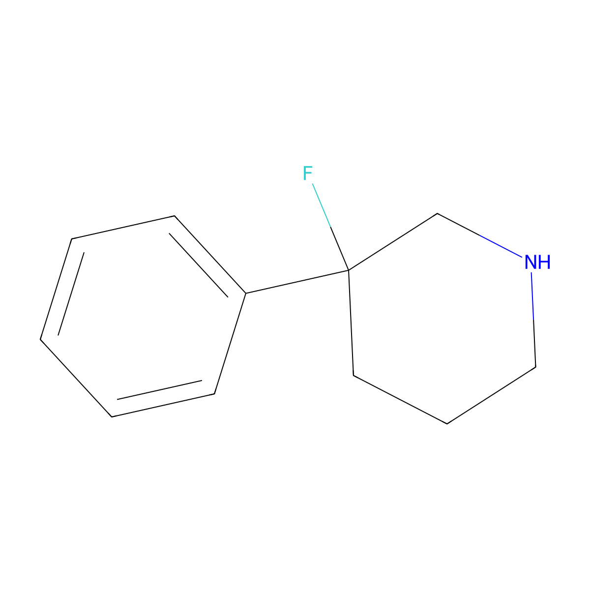 3-Fluoro-3-phenylpiperidine molecular structure, CAS 1555383-83-9