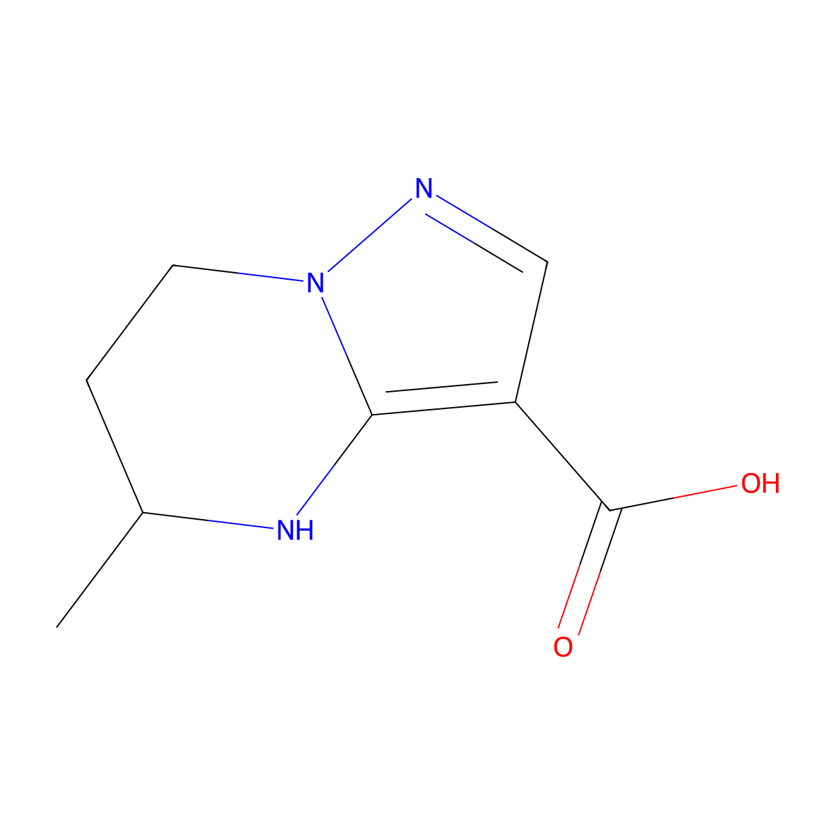 5-methyl-4H,5H,6H,7H-pyrazolo[1,5-a]pyrimidine-3-carboxylic acid molecular structure, CAS 1555384-58-1