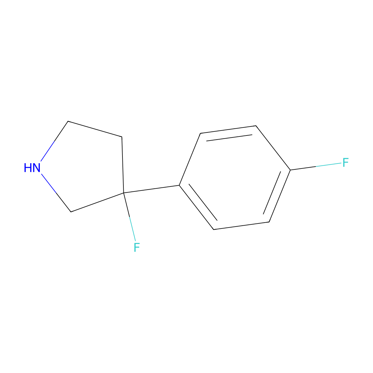 3-Fluoro-3-(4-fluorophenyl)pyrrolidine molecular structure, CAS 1555385-34-6