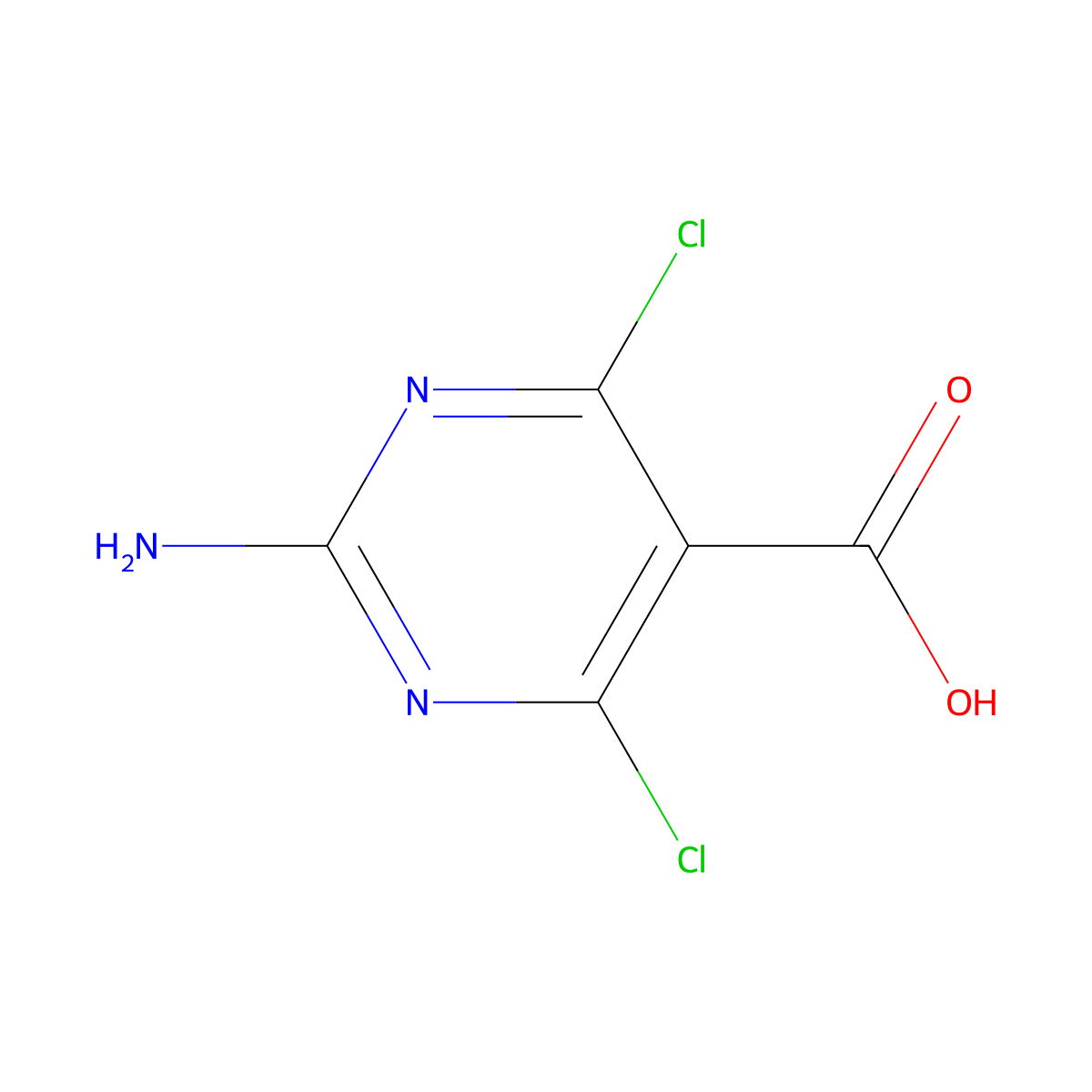 2-Amino-4,6-dichloro-pyrimidine-5-carboxylic acid molecular structure, CAS 1555389-67-7