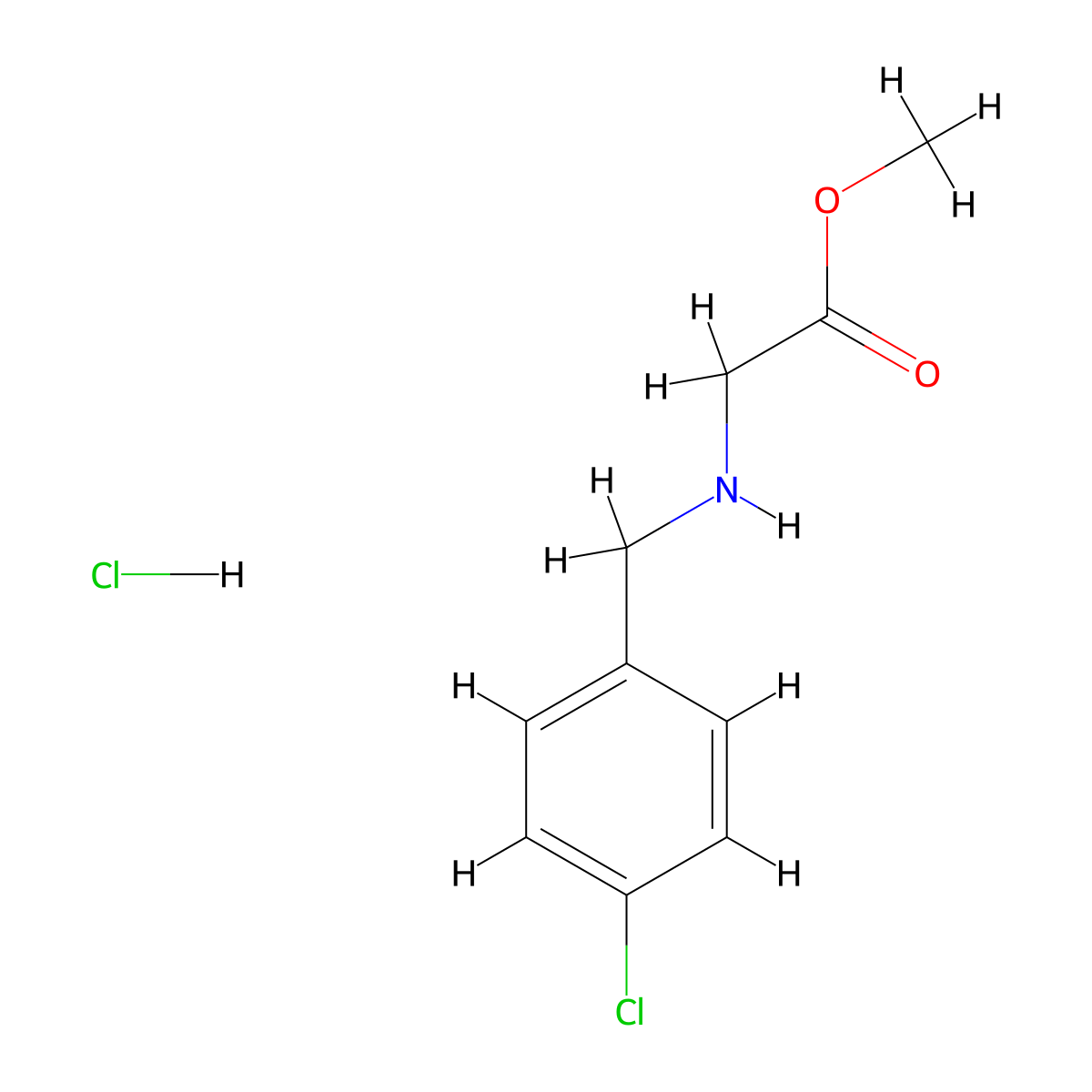 Methyl 2-{[(4-chlorophenyl)methyl]amino}acetate hydrochloride molecular structure, CAS 155541-87-0