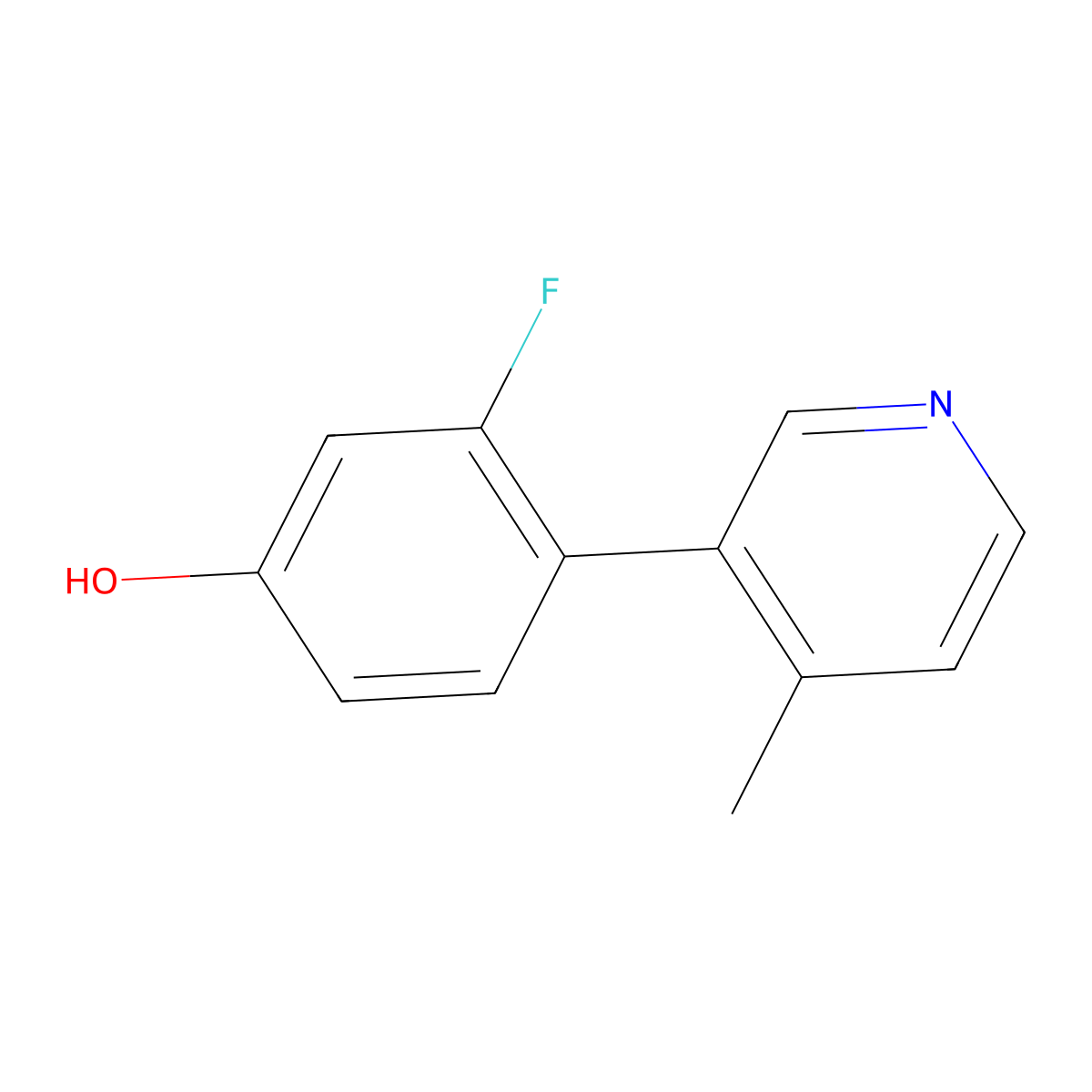 3-Fluoro-4-(4-methyl-3-pyridinyl)phenol molecular structure, CAS 1555416-34-6