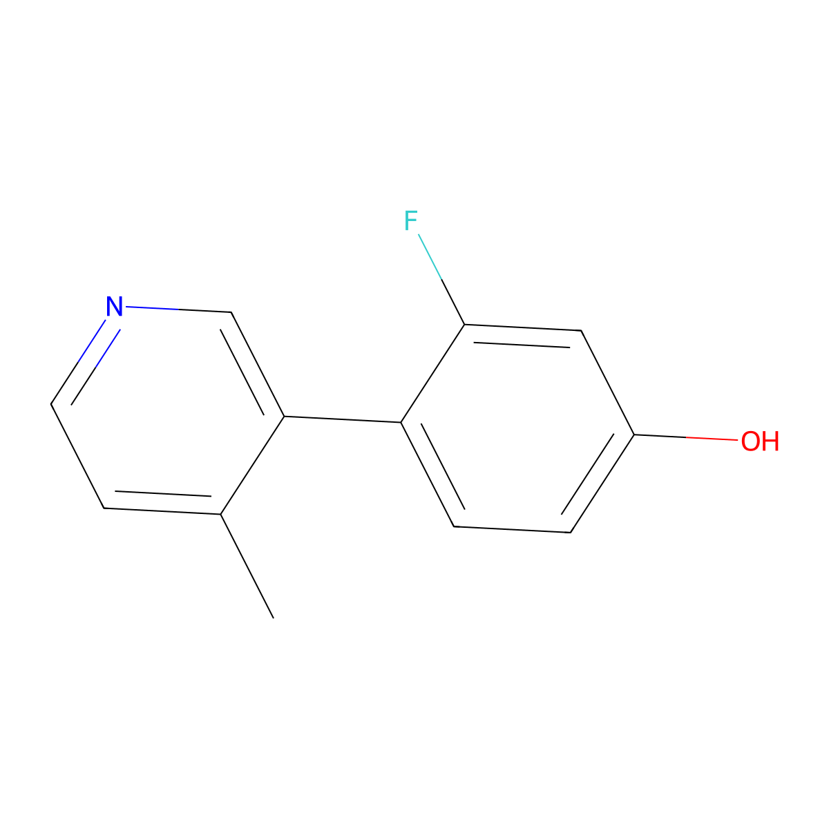 3-Fluoro-4-(4-methyl-3-pyridinyl)phenol molecular structure, CAS 1555416-34-6