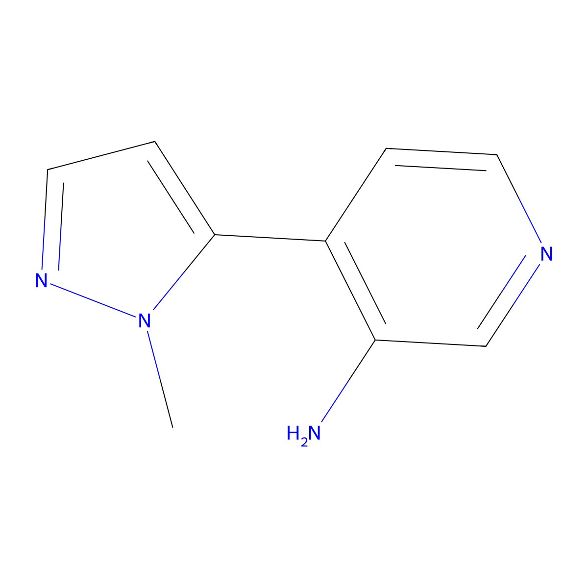 4-(2-Methylpyrazol-3-yl)pyridin-3-amine molecular structure, CAS 1555428-90-4