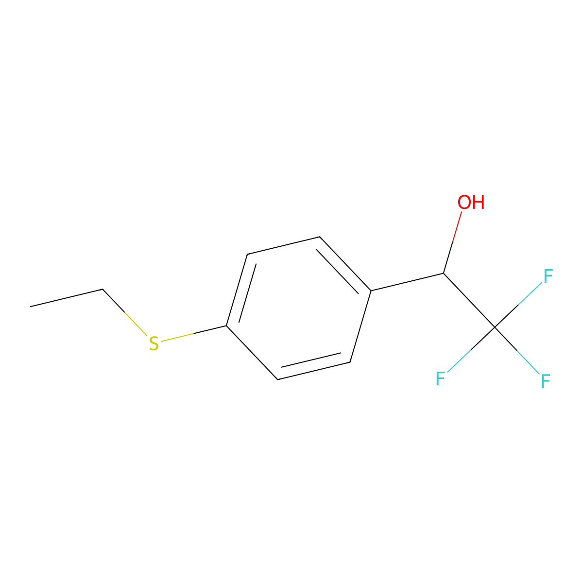 1-[4-(Ethylsulfanyl)phenyl]-2,2,2-trifluoroethan-1-ol molecular structure, CAS 1555441-19-4