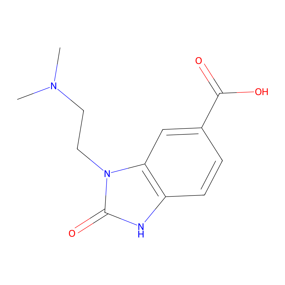 3-[2-(dimethylamino)ethyl]-2-oxo-2,3-dihydro-1H-1,3-benzodiazole-5-carboxylic acid molecular structure, CAS 1555446-96-2