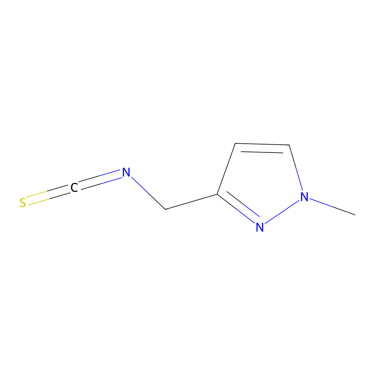 3-(isothiocyanatomethyl)-1-methyl-1H-pyrazole molecular structure, CAS 1555453-10-5