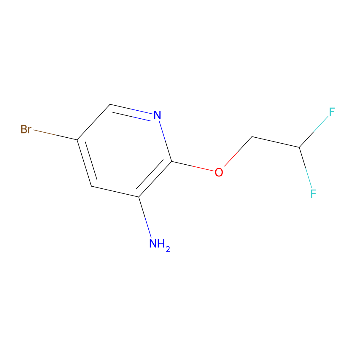 5-Bromo-2-(2,2-difluoroethoxy)pyridin-3-amine molecular structure, CAS 1555457-24-3