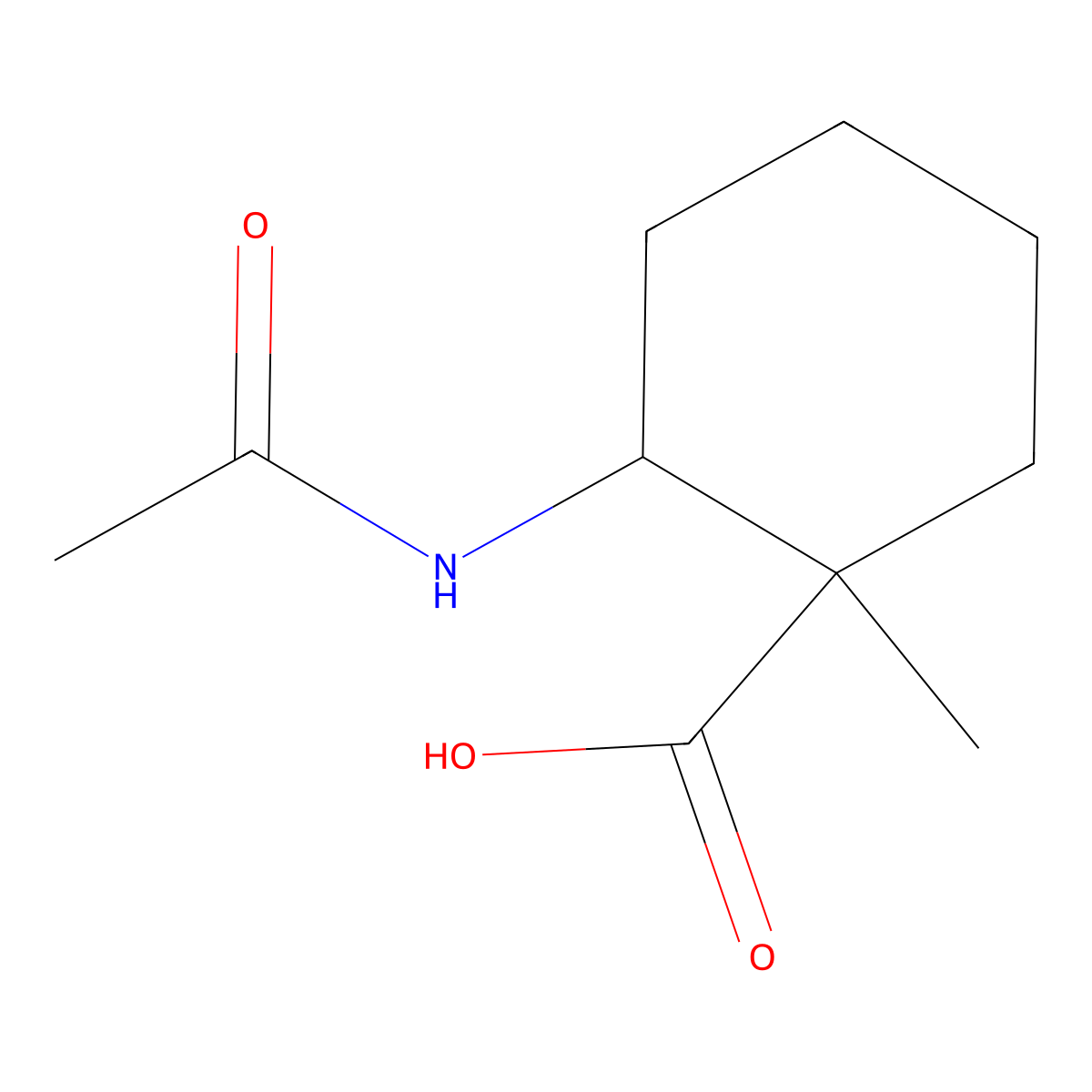 2-Acetamido-1-methylcyclohexane-1-carboxylic acid molecular structure, CAS 1555489-37-6