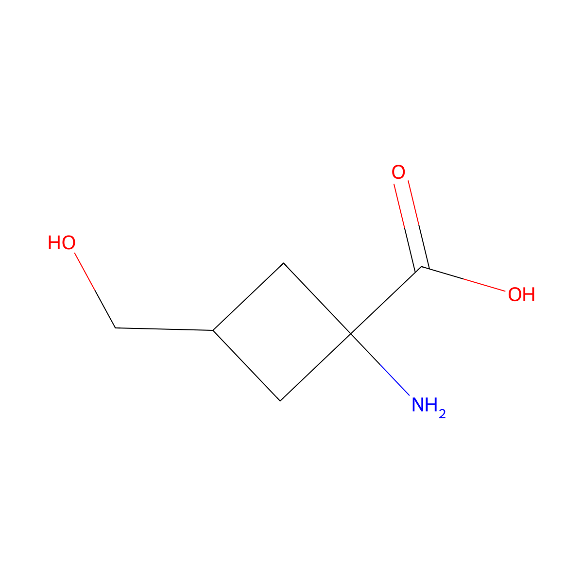 1-Amino-3-(hydroxymethyl)cyclobutane-1-carboxylic acid molecular structure, CAS 1555492-59-5