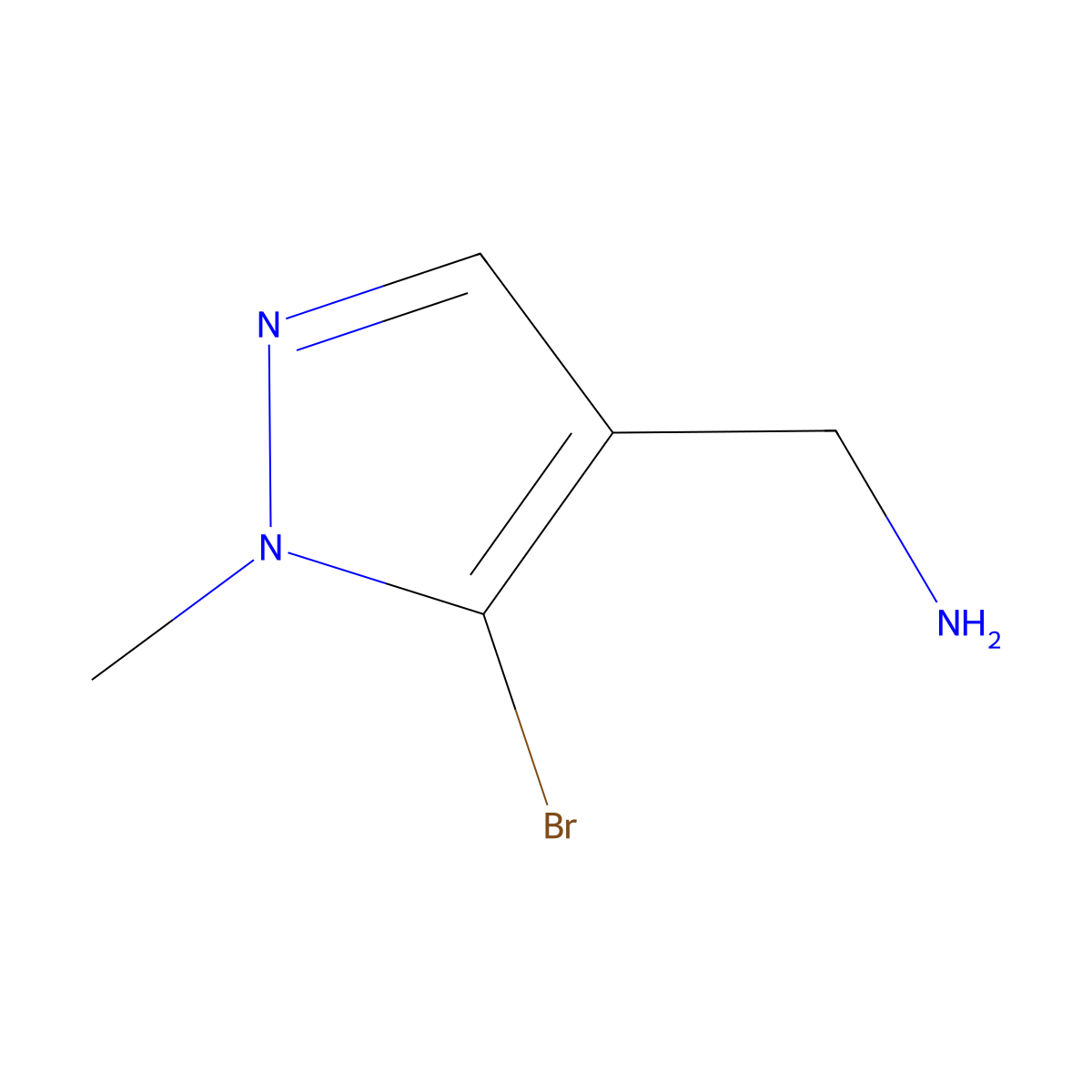 (5-Bromo-1-methyl-1H-pyrazol-4-yl)methanamine molecular structure, CAS 1555493-73-6