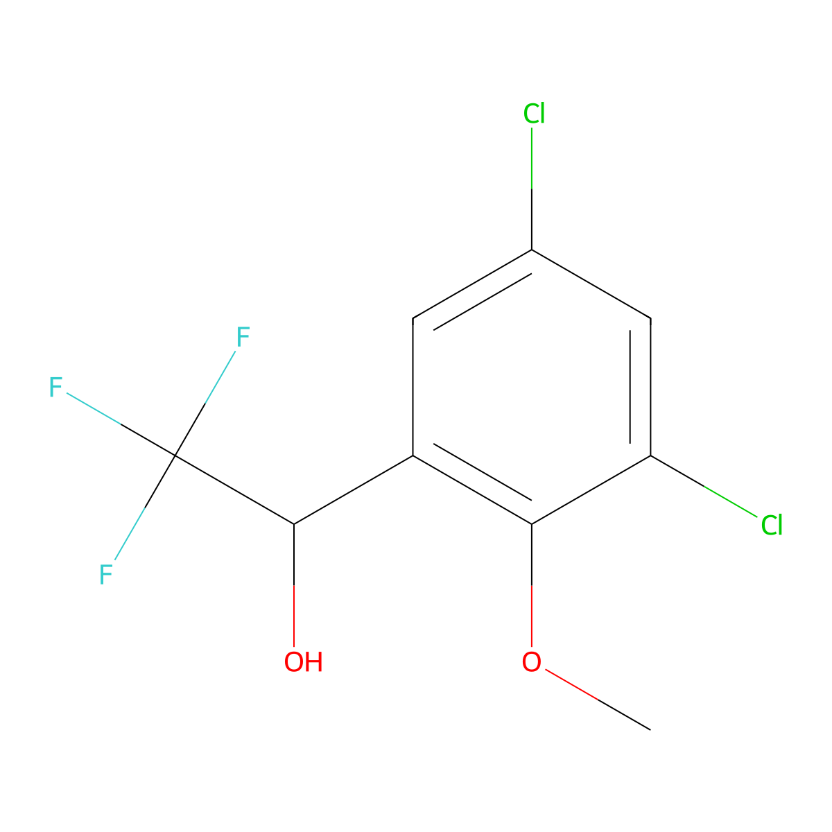 1-(3,5-Dichloro-2-methoxyphenyl)-2,2,2-trifluoroethan-1-ol molecular structure, CAS 1555494-02-4